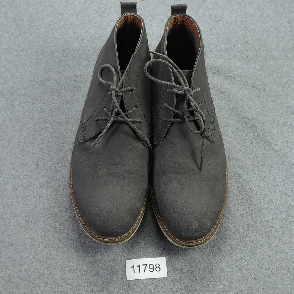 Reserved Footwear Boots Mens 10 Gray Faux Leather Chukka Lace Up‎ Casual Shoes